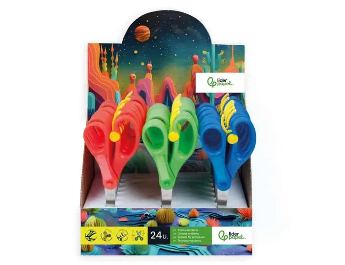 Liderpapel Tijera 15 cm con Resorte para Facilitar el Corte, Punta Redonda, Acero Inoxidable, Apta para Todos los Usos Liderpapel Tijera 15 cm con Resorte para Facilitar el Corte, Punta Redonda, Acero Inoxidable, Apta para Todos los Usos