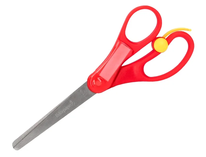 Liderpapel Tijera 15 cm con Resorte para Facilitar el Corte, Punta Redonda, Acero Inoxidable, Apta para Todos los Usos