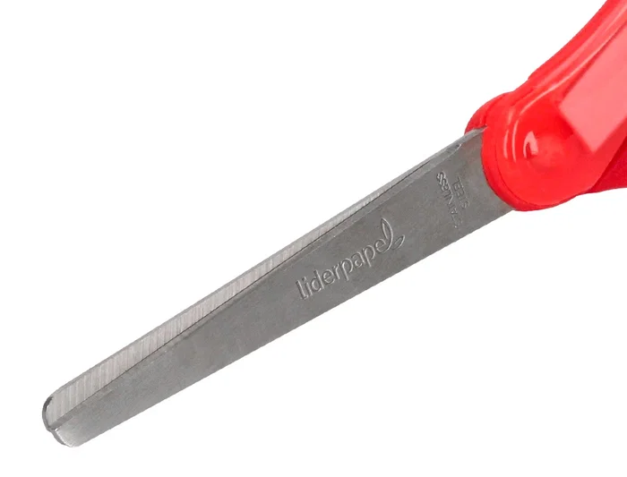 Liderpapel Tijera 15 cm con Resorte para Facilitar el Corte, Punta Redonda, Acero Inoxidable, Apta para Todos los Usos