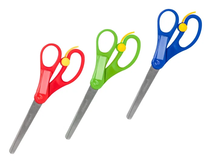 Liderpapel Tijera 15 cm con Resorte para Facilitar el Corte, Punta Redonda, Acero Inoxidable, Apta para Todos los Usos