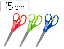 Liderpapel Tijera 15 cm con Resorte para Facilitar el Corte, Punta Redonda, Acero Inoxidable, Apta para Todos los Usos