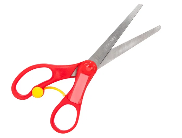 Liderpapel Tijera 15 cm con Resorte para Facilitar el Corte, Punta Redonda, Acero Inoxidable, Apta para Todos los Usos