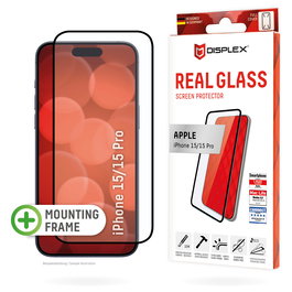 Displex Protector Pantalla iPhone 15 y 15 Pro Full Cover de Vidrio Templado 10H Transparente, Antirayones e Impactos, Incluye Kit Instalación - Ref 01842