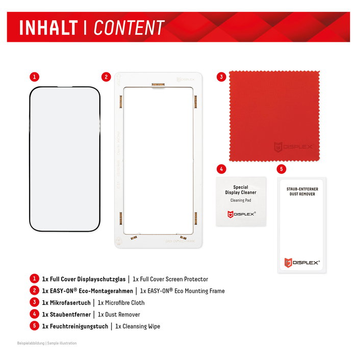 Displex Protector de pantalla Full Cover para iPhone 15/15 Pro, Vidrio Templado