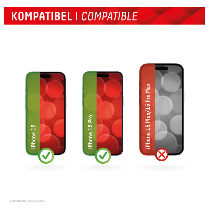 Displex Protector de pantalla Full Cover para iPhone 15/15 Pro, Vidrio Templado