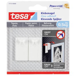 Tesa Clavo adhesivo para papel pintado y yeso, Blanco