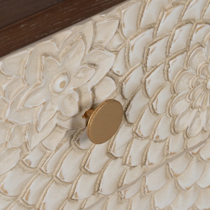 Mesita Tallada Blanco-Marrón Dm-Madera 64 X 36 X 71 cm Mesita Tallada Blanco-Marrón Dm-Madera 64 X 36 X 71 cm