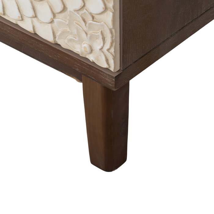 Mesita Tallada Blanco-Marrón Dm-Madera 64 X 36 X 71 cm Mesita Tallada Blanco-Marrón Dm-Madera 64 X 36 X 71 cm
