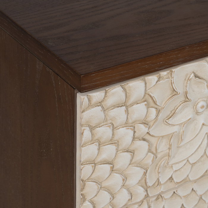 Mesita Tallada Blanco-Marrón Dm-Madera 64 X 36 X 71 cm Mesita Tallada Blanco-Marrón Dm-Madera 64 X 36 X 71 cm