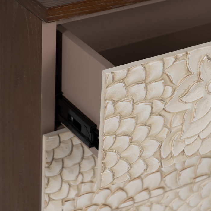 Mesita Tallada Blanco-Marrón Dm-Madera 64 X 36 X 71 cm Mesita Tallada Blanco-Marrón Dm-Madera 64 X 36 X 71 cm