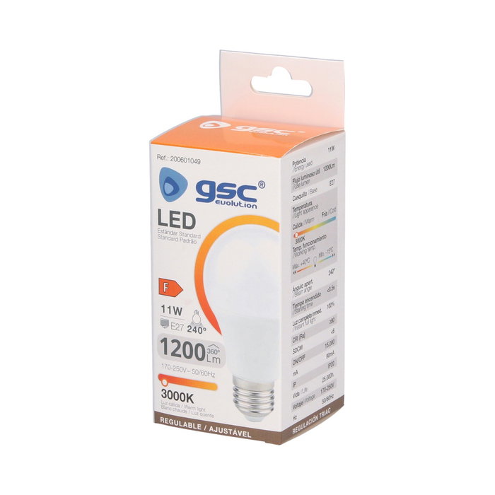 GSC Evolution Bombilla LED estándar 11W E27 3000K regulable