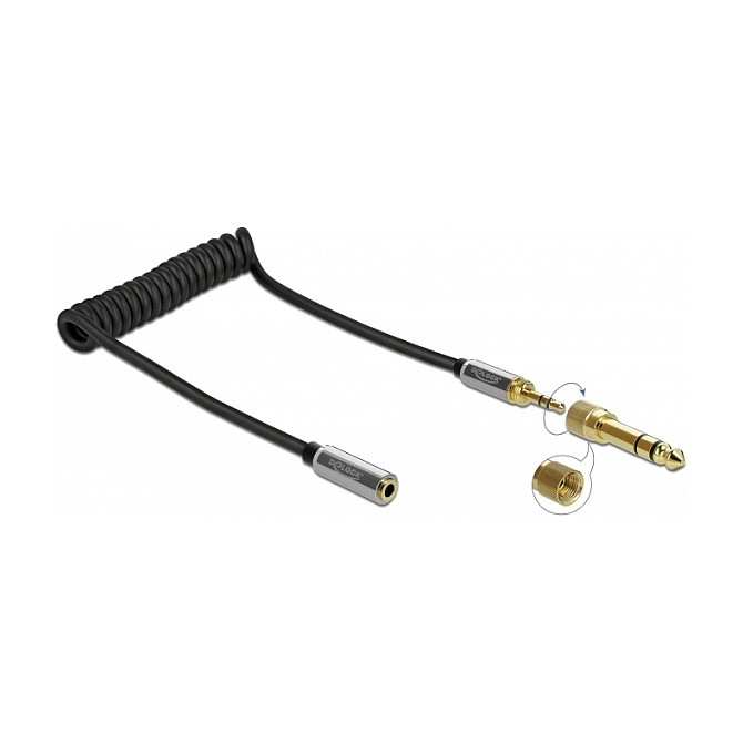 DeLOCK 85831 Cable de extensión estéreo 3,5 mm a 3,5 mm con adaptador de 6,35 mm, 1 m DeLOCK 85831 Cable de extensión estéreo 3,5 mm a 3,5 mm con adaptador de 6,35 mm, 1 m