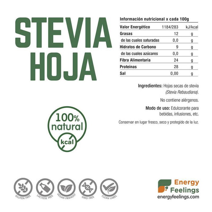 ENERGY FEELINGS Estevia hoja triturada 100g ENERGY FEELINGS Estevia hoja triturada 100g