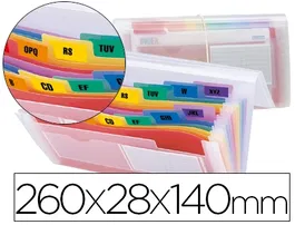 Liderpapel 43804 Carpeta Clasificador Fuelle Spectrafile 13 Departamentos Polipropileno Transparente 260x140mm