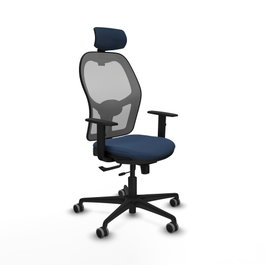 PIQUERAS Y CRESPO Silla de oficina Jorquera con mecanismo Sincro/Traslack Azul marino y Gris