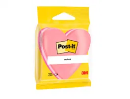 Post-it 2007h Cubo de Notas Adhesivas Post-it Troquelado Corazón, 3 Colores Neón, 70 x 70 mm