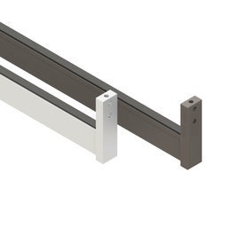 HERRAJES ALK Tubo rectangular de aluminio plata mate y grafito 3 m