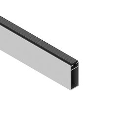 HERRAJES ALK Tubo de aluminio rectangular para armario 30x12 mm 3M, acabado grafito mate, con bases de montaje incluídas para sujeción de perchas