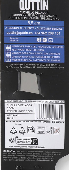 Quttin Cuchillo Pelador LASER 8.5cm (Pack de 36 unidades) inevitable