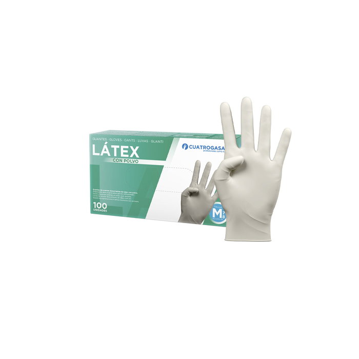 Guantes de látex sin polvo talla M, 100 unidades