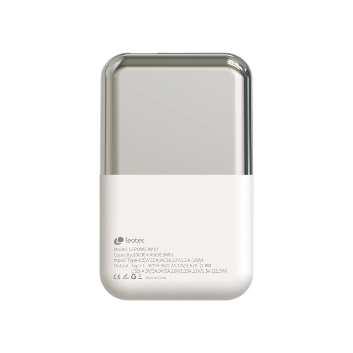 Leotec Power Bank 10000mAh 22.5W Blanco/Plata