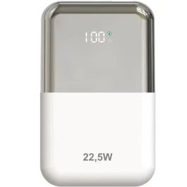 Leotec Powerbank 10000mAh 22.5W Carga Rápida Blanco y Plata Incluye Cable USB-C