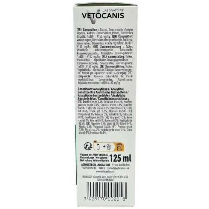 Vetocanis Jarabe contra Gusanos para Perros y Gatos - 125 ml