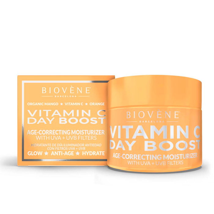 Biovène Vitamin C Day Boost Crema Hidratante Facial Anti-Edad con SPF - 50 ml - Vegano, Cruelty Free, Sin Parabenos