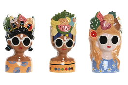 DKD Home Decor Macetero Tropical Multicolor Cerámica 8 x 18 x 10 cm (6 Unidades)