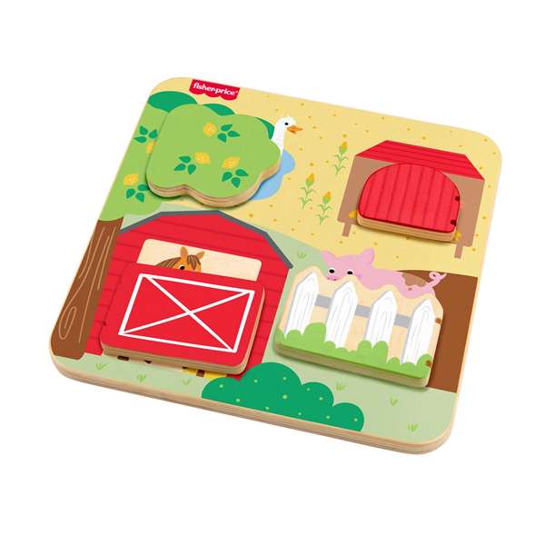 Mattel Juego Madera Animales Cucu-trás 20x20x1,91 cm