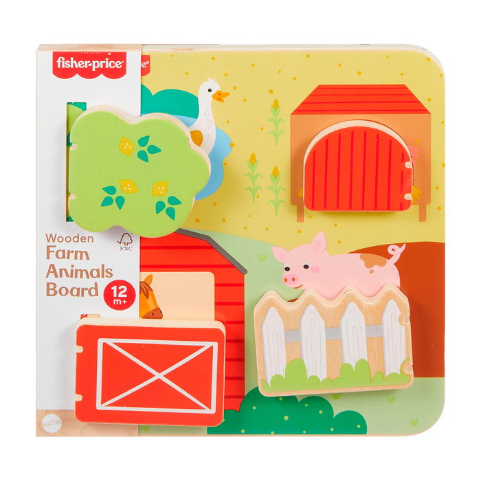 Fisher-Price Tablero de Madera Animales de Granja Cucu-trás Fisher-Price Tablero de Madera Animales de Granja Cucu-trás
