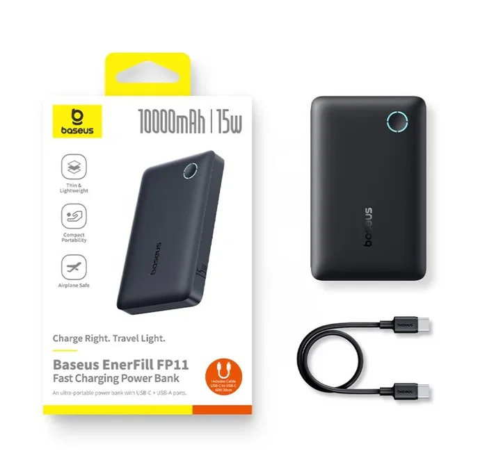 Baseus EnerFill FP11 Power Bank 10000mAh 15W Cosmic Black Baseus EnerFill FP11 Power Bank 10000mAh 15W Cosmic Black