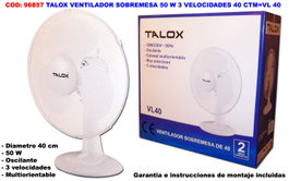 TALOX Ventilador de Sobremesa VL40-FT40A 50 W 40 cm