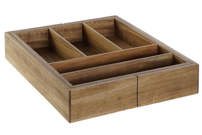 DKD Home Decor Cubertero de Acacia Extensible Natural