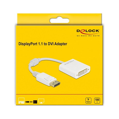 DeLOCK Adaptador DisplayPort 1.1 macho a DVI hembra blanco