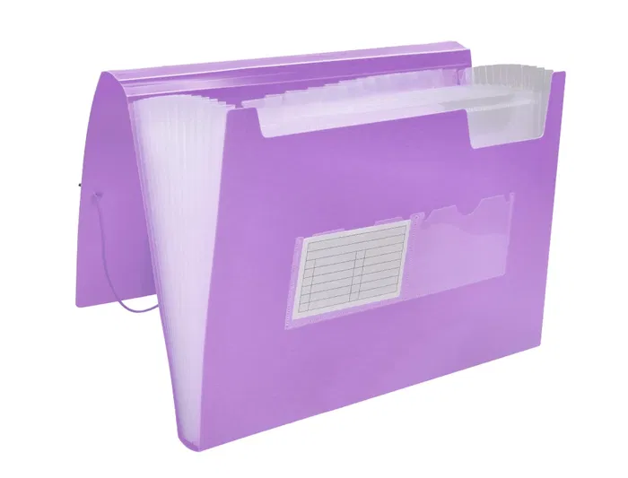 Liderpapel Carpeta Clasificadora Fuelle Polipropileno DIN A4 Lavanda Opaco 13 Departamentos