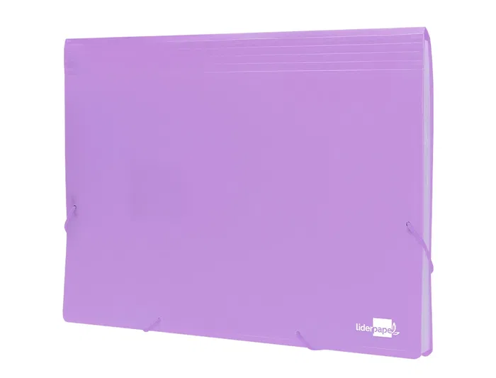 Liderpapel Carpeta Clasificadora Fuelle Polipropileno DIN A4 Lavanda Opaco 13 Departamentos