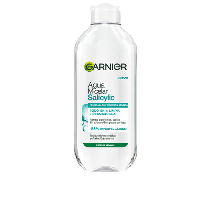 Garnier SkinActive Agua Micelar con Carbón y Ácido Salicílico 400 ml - Limpiadora, Desmaquillante y Purificante para Piel con Imperfecciones Garnier SkinActive Agua Micelar con Carbón y Ácido Salicílico 400 ml - Limpiadora, Desmaquillante y Purificante para Piel con Imperfecciones