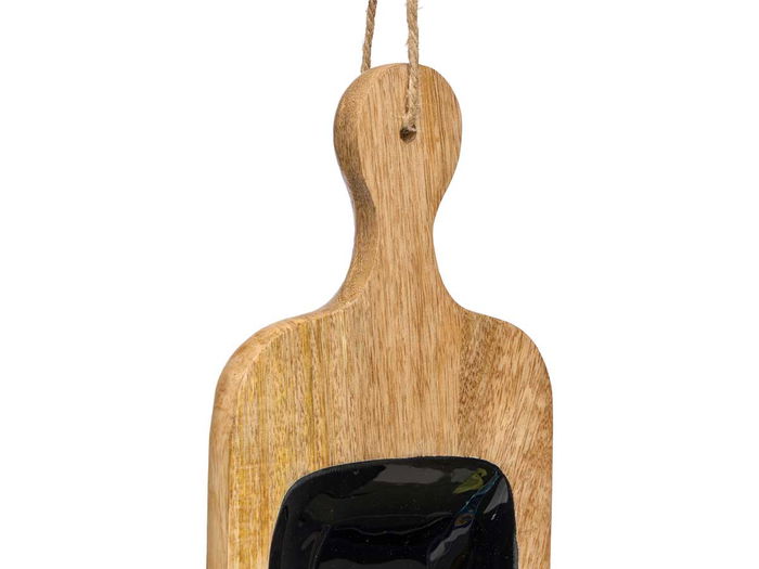 Giftdecor Bandeja Rectangular con Asa de Madera de Mango, Negro, 50x14x3 cm (Set de 6)