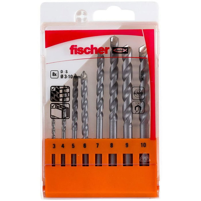 Fischer Juego de 8 Brocas de Percusión con Punta de Carburo