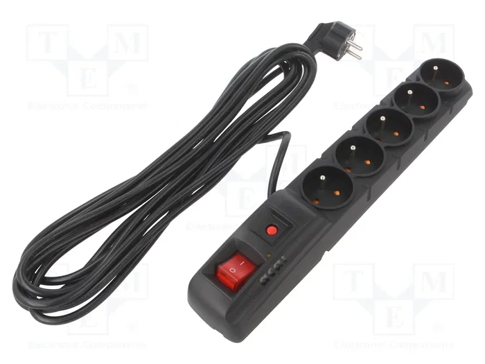 Acar F5 Regleta de protección contra sobretensiones con 5 tomas y 5,0 m de cable