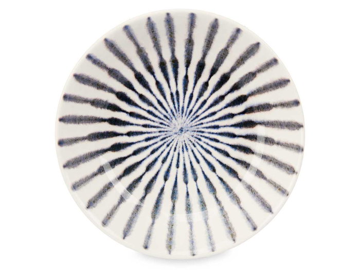 Vessia Plato Porcelana Hondo 21 cm Raya Azul Blanco Ancho 21.6 cm Alto 5 cm Largo 21.6 cm (Set de 24)