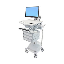 Ergotron StyleView Carro Multimedia con Brazo LCD, Aluminio, Gris/Blanco, para Pantallas hasta 24", SLA-Antrieb, 9 Cajones