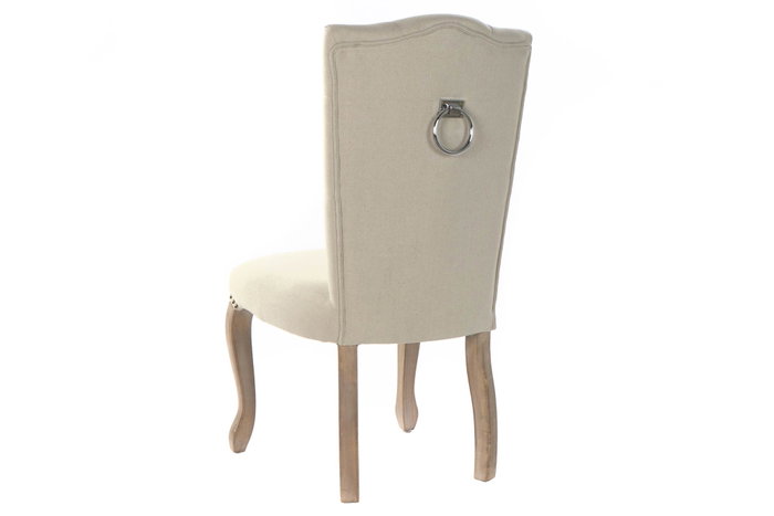 DKD Home Decor Silla Lino Rubberwood Beige DKD Home Decor Silla Lino Rubberwood Beige