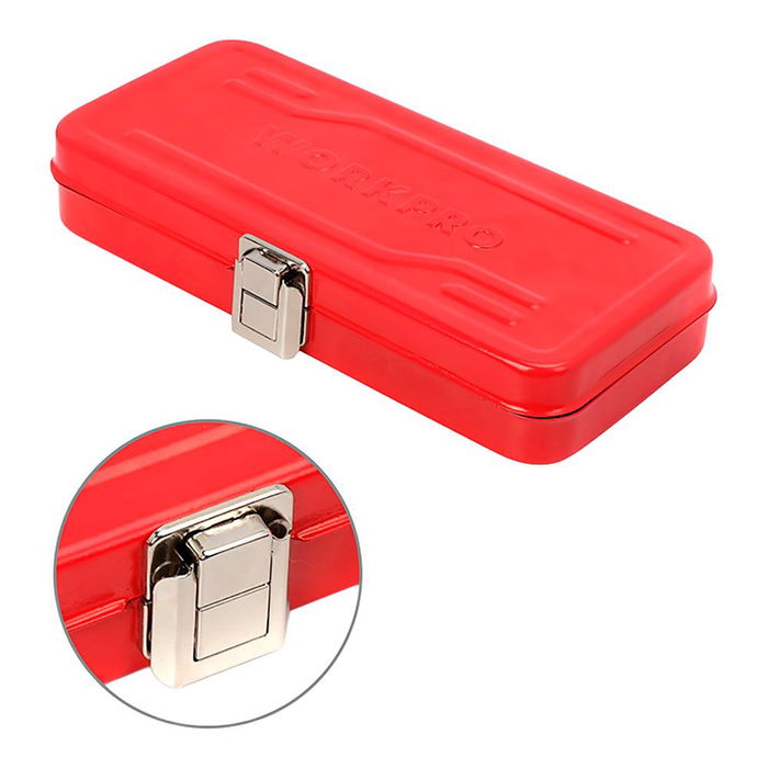 Workpro Llave de Carraca 1/4" Juego 37 Piezas con 1 Carraca 72 Dientes, Alargador, Barra Extensión 75 mm, Cardán, Mango Giratorio, 12 Vasos y 20 Puntas