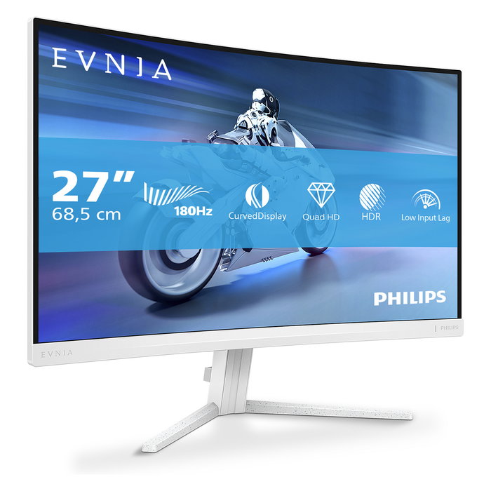 Philips Evnia 27" Monitor Gaming Curvo, 27M2C5501/00, 180Hz, Resolución QHD 2560x1440, 1ms, AMD FreeSync Premium, HDR10, Blanco Philips Evnia 27" Monitor Gaming Curvo, 27M2C5501/00, 180Hz, Resolución QHD 2560x1440, 1ms, AMD FreeSync Premium, HDR10, Blanco