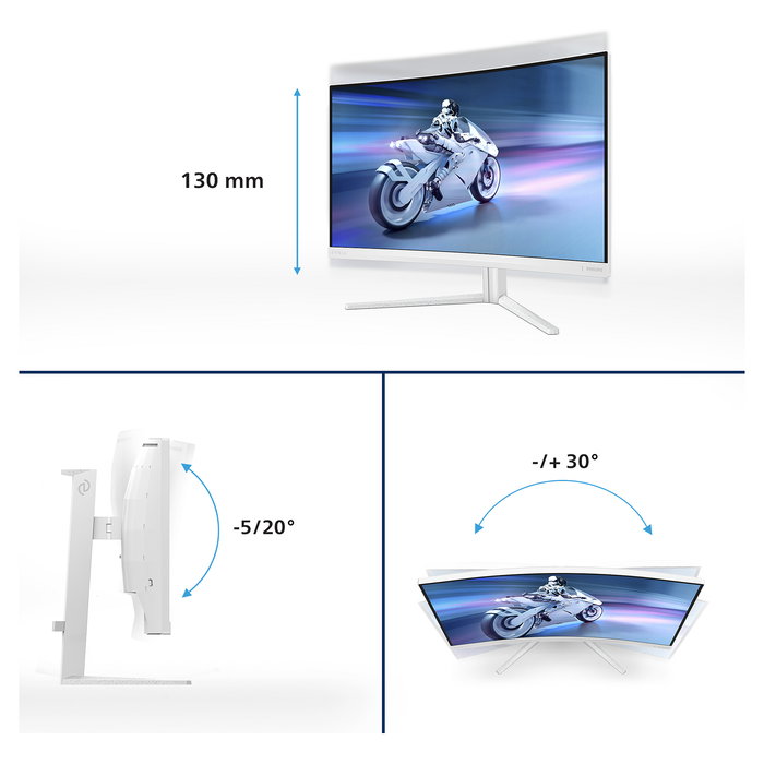 Philips Evnia 27" Monitor Gaming Curvo, 27M2C5501/00, 180Hz, Resolución QHD 2560x1440, 1ms, AMD FreeSync Premium, HDR10, Blanco Philips Evnia 27" Monitor Gaming Curvo, 27M2C5501/00, 180Hz, Resolución QHD 2560x1440, 1ms, AMD FreeSync Premium, HDR10, Blanco
