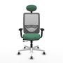 PIQUERAS Y CRESPO Silla de oficina Zulema con mecanismo Sincro/Traslack, Verde esmeralda y Gris