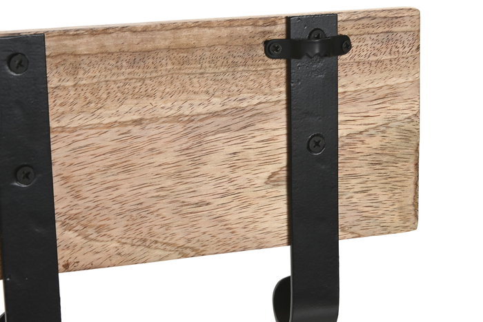 DKD Home Decor Perchero Pared Softedges Urban Marron Mango y Hierro 38 x 16 x 5 cm con 3 Ganchos