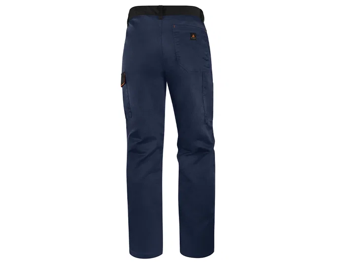 Deltaplus Pantalón de trabajo Panostyle Cintura Ajustable 5 Bolsillos Color Azul Naranja Talla 3XL